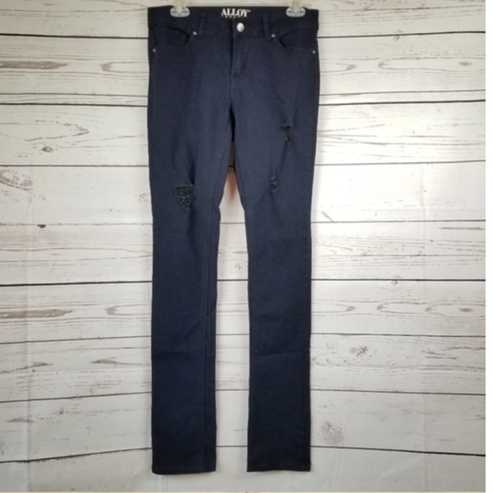 Long/Tall Alloy Apparel Black Sofia Distressed Skinny Jeans 37”